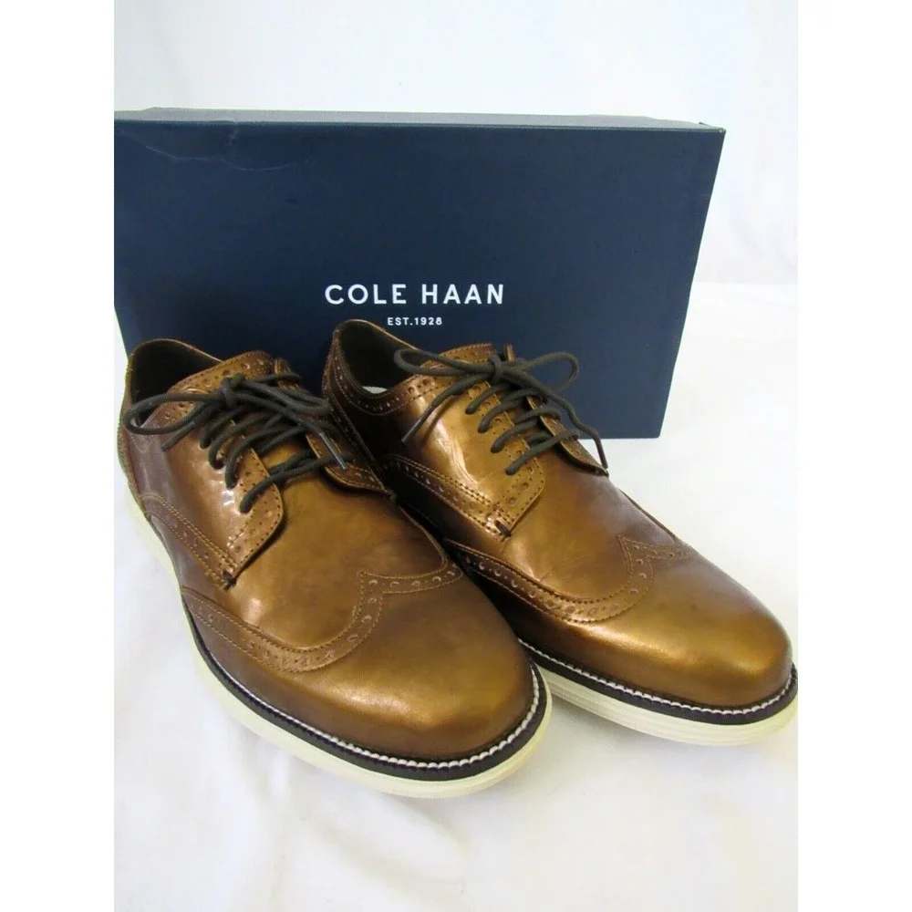 Cole‎ Haan Copper Ivory Wingtip Sz 8.5 M  Leather Lace Up Grand Os $132